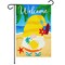 G128 Garden Flag Welcome Gnome at Beach with Pineapple 12"x18" Blockout Fabric